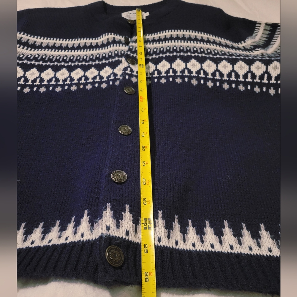 Vintage Amana Woolen Mills Cardigan Sweater Womens Large Fair Isle - Picture 8 of 10